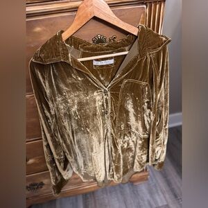 Free People We The Free Crushed Velvet Button Down Shirt Medium
